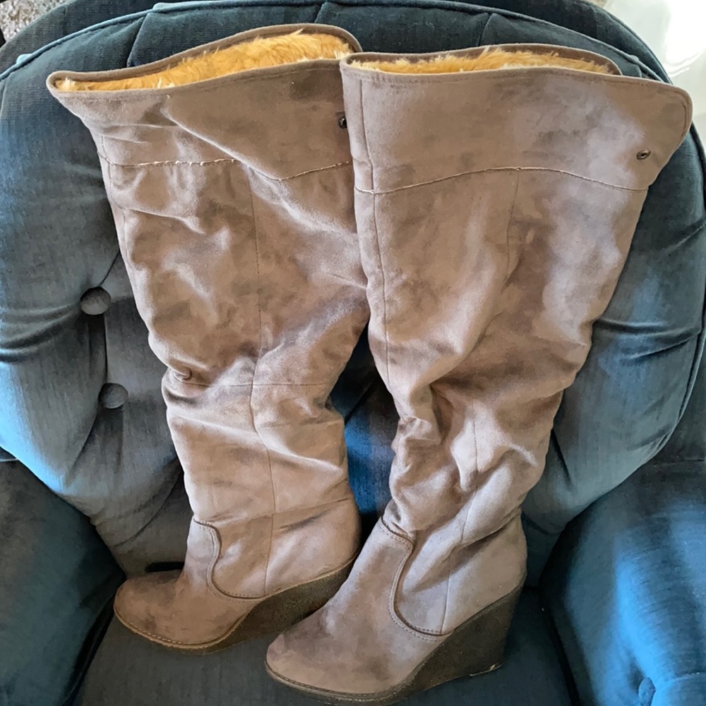 Grey Thigh High Boots